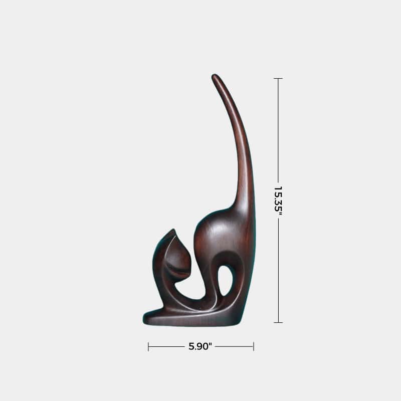 Wooden Carved Animals Wooden Cat Statue Wood Cat Sculpture Decorative