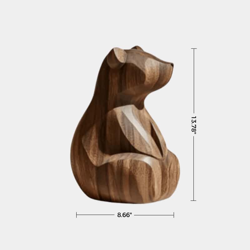 Wooden Bear Statue Wood Carved Bear Carvings Wooden Animal Sculptures