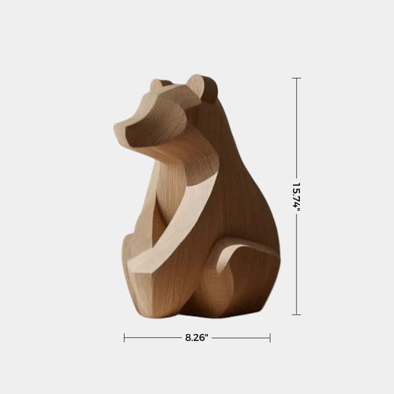 Wooden Bear Statue Wood Carved Bear Carvings Wooden Animal Sculptures