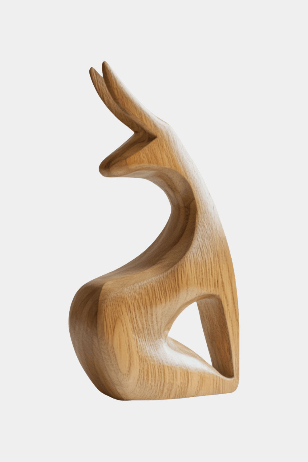 Abstract Wooden Animal Rabbit Sculpture Handcrafted Minimalist Decor