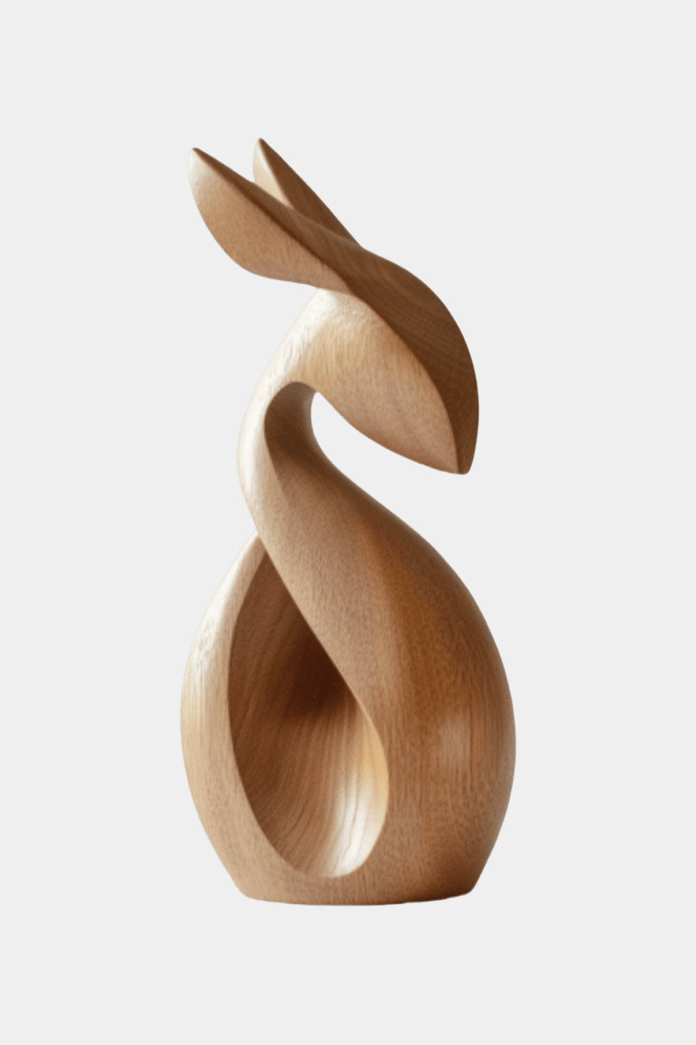 Abstract Wooden Animal Rabbit Sculpture Handcrafted Minimalist Decor