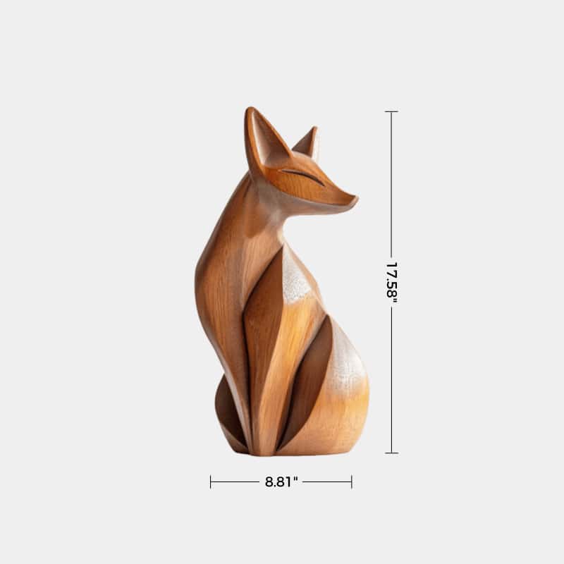 Abstract Wooden Fox Sculpture Handcrafted Animal Art for Modern Homes