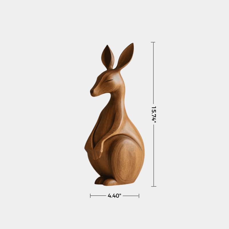Handcrafted Wooden Kangaroo Sculpture Animal Wood Sculpture Decor Modern Homes