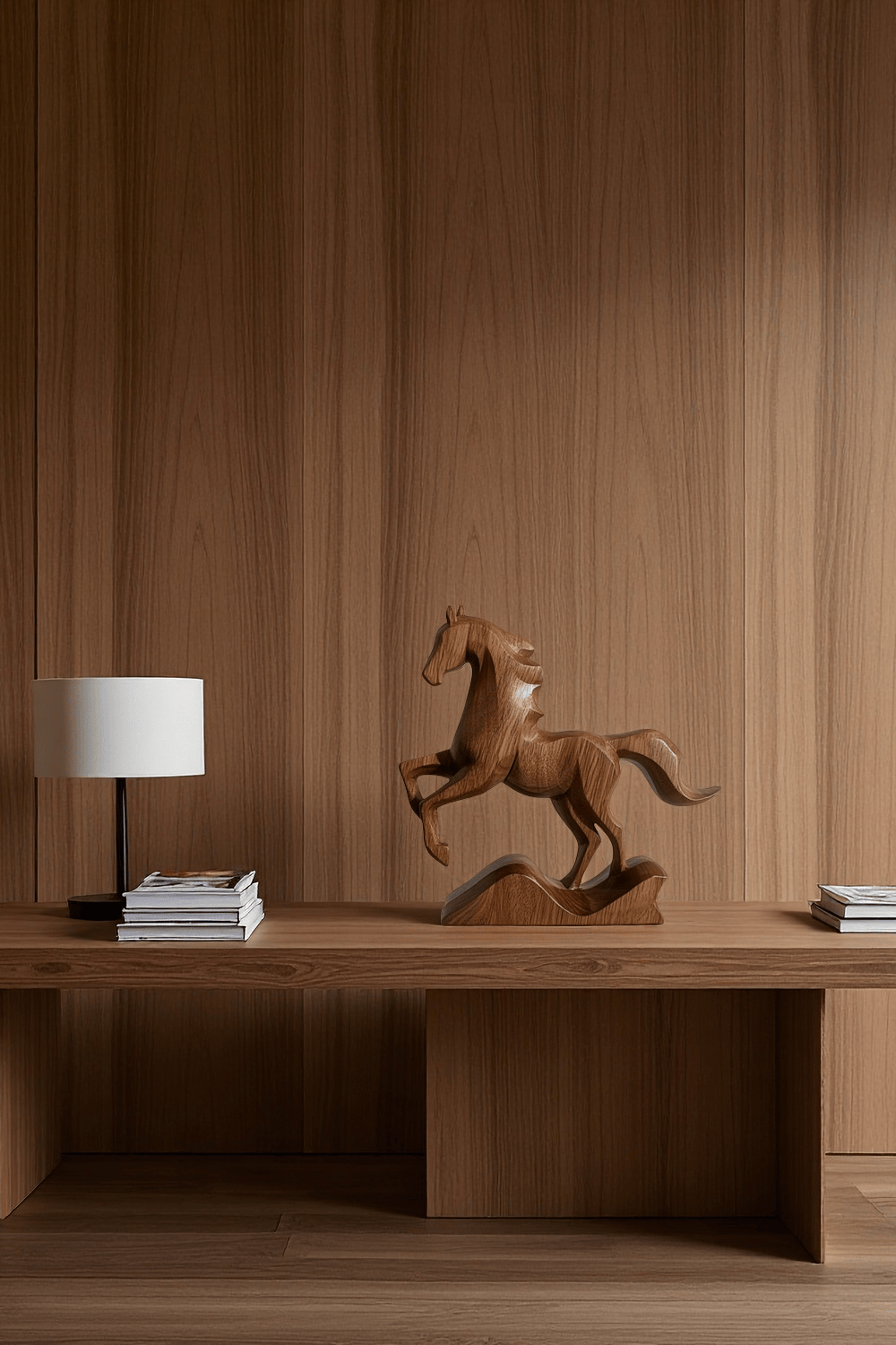 Abstract Wooden Horse Sculpture Animal Wood Sculpture Decor for Home