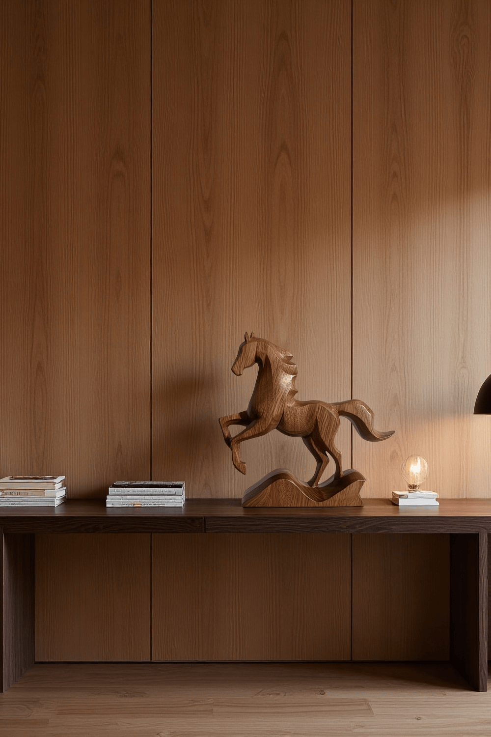 Abstract Wooden Horse Sculpture Animal Wood Sculpture Decor for Home