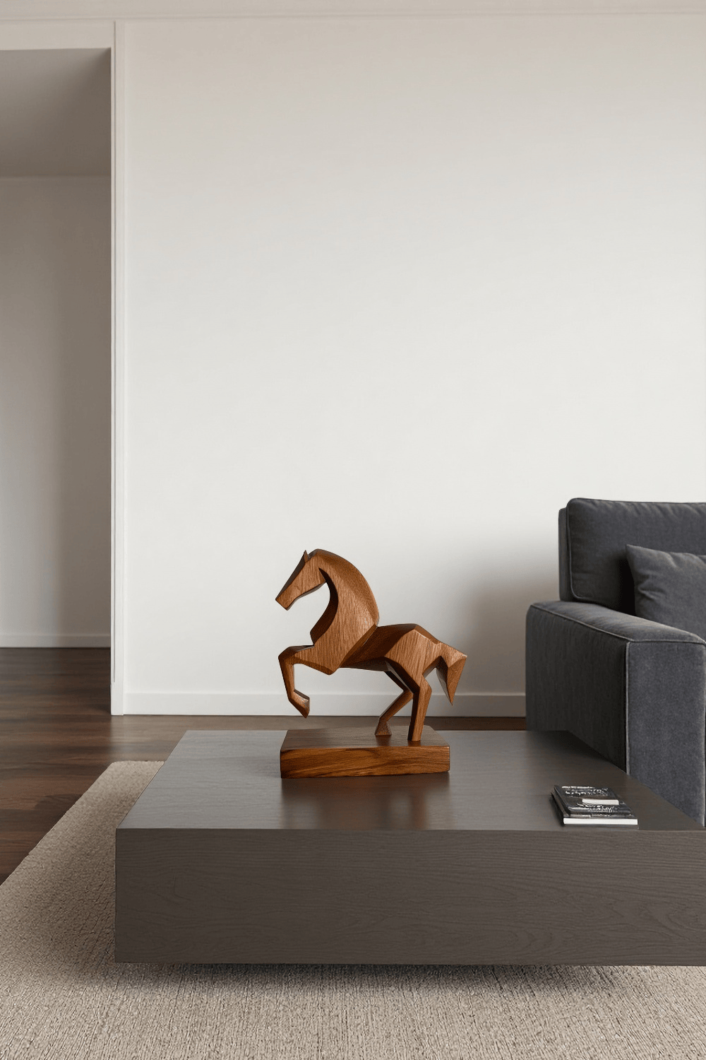 Abstract Wooden Horse Sculpture Animal Wood Sculpture Decor for Home