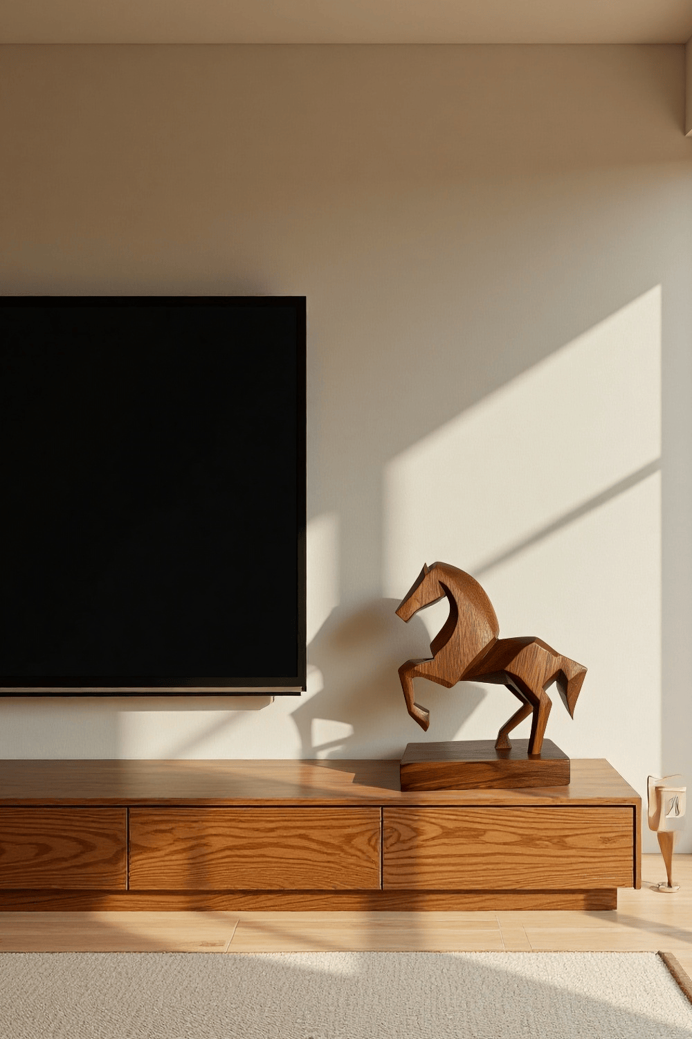 Abstract Wooden Horse Sculpture Animal Wood Sculpture Decor for Home