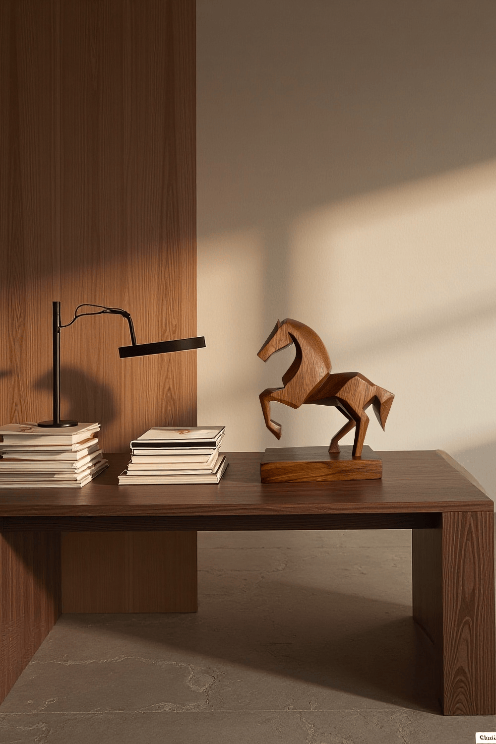 Abstract Wooden Horse Sculpture Animal Wood Sculpture Decor for Home