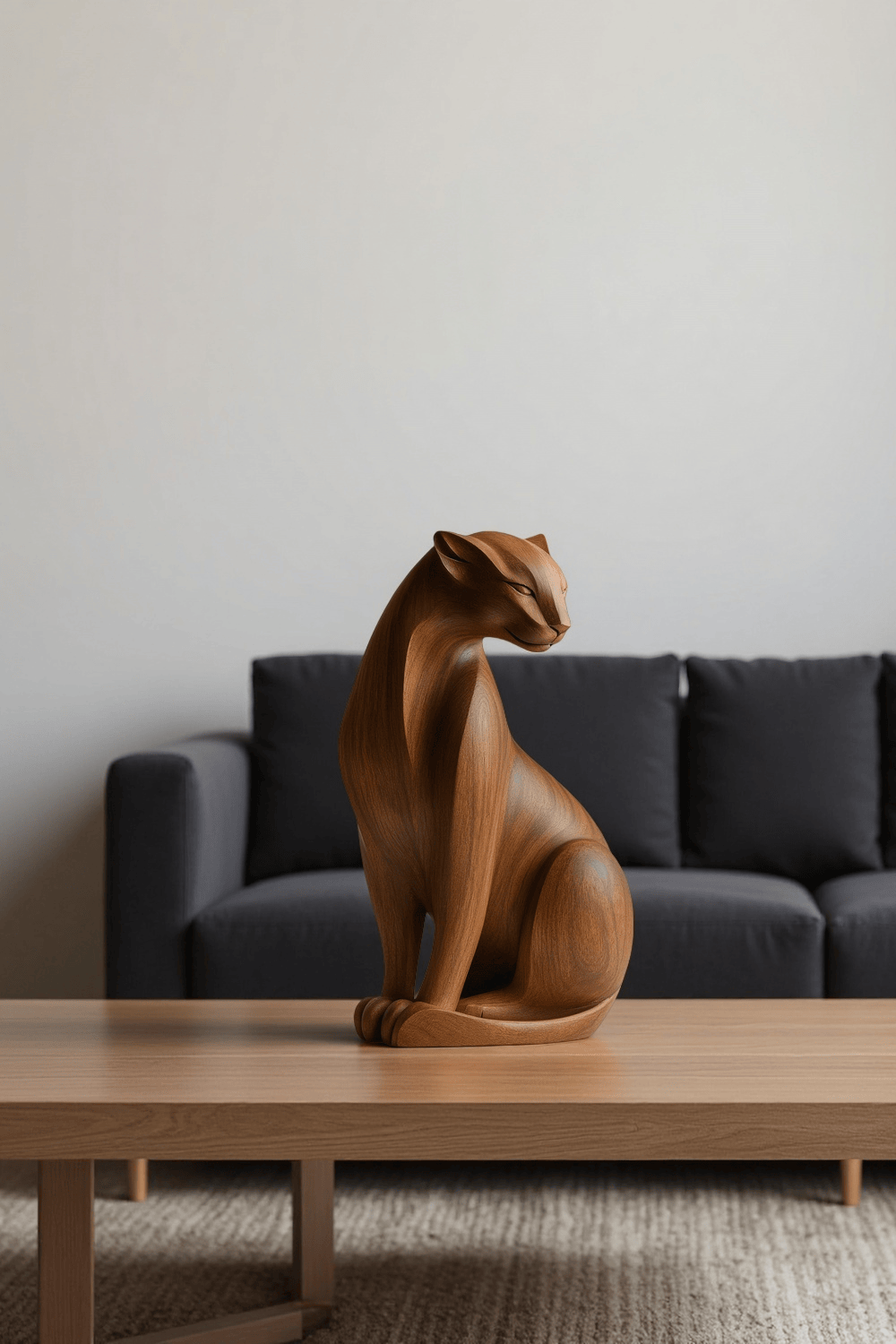 Modern Animal Wooden Cheetah Sculpture Artistic Wooden Cheetah Statue