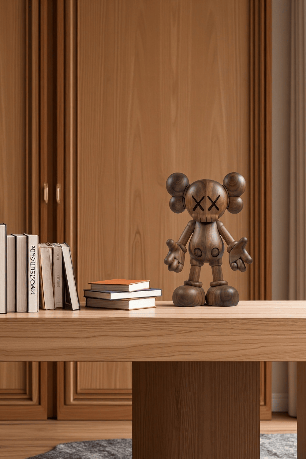 Wooden KAWS Figure Handcrafted Wooden Sculpture Art Modern Home Deco