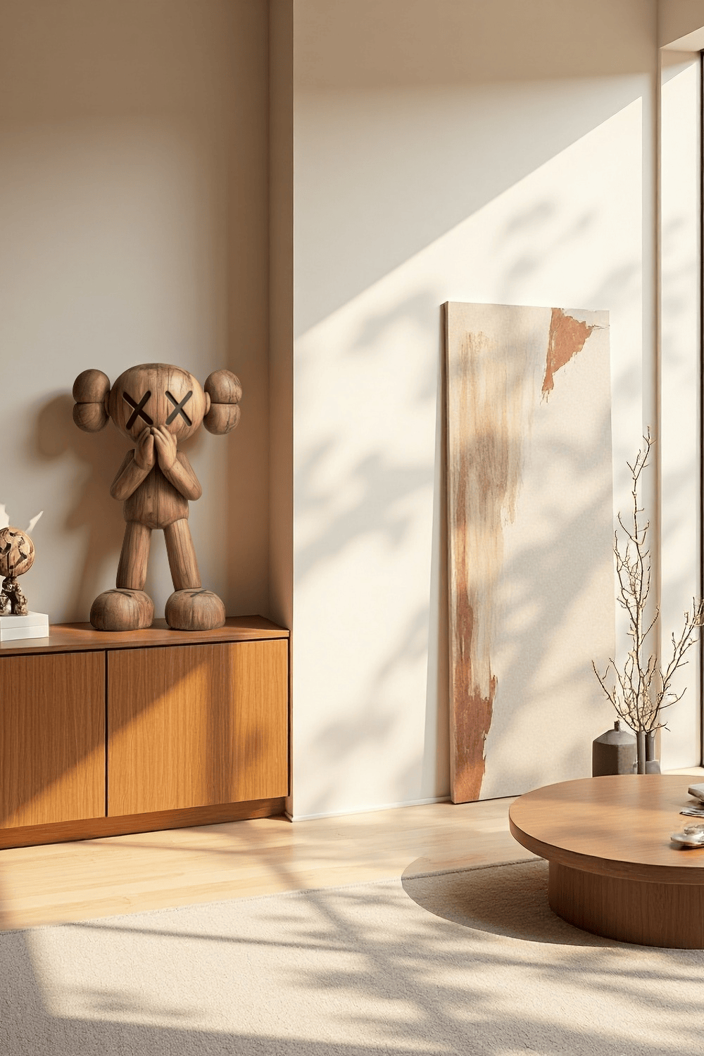 Wooden Kaws Sculpture Wood Kaws Figure Handmade Kaws Wooden Statue Art
