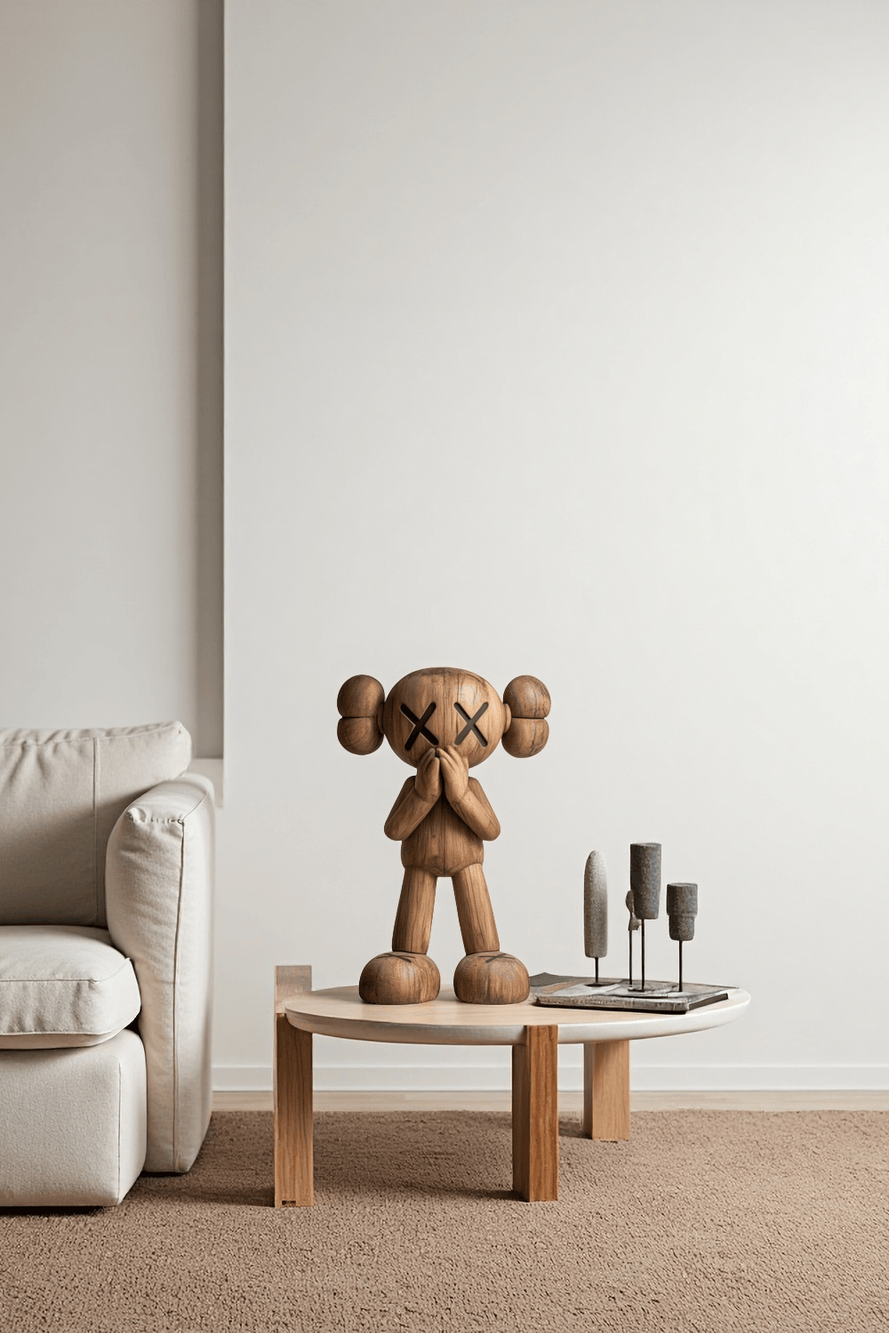 Wooden Kaws Sculpture Wood Kaws Figure Handmade Kaws Wooden Statue Art