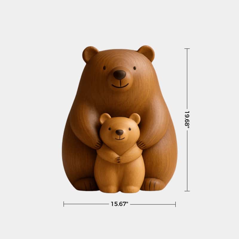Abstract Wooden Bear Sculpture Handcarved Modern Animal Wood Sculpture