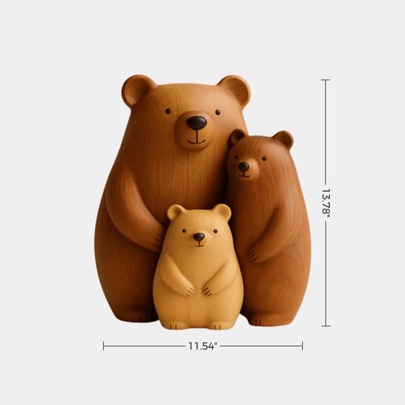 Abstract Wooden Bear Sculpture Handcarved Modern Animal Wood Sculpture