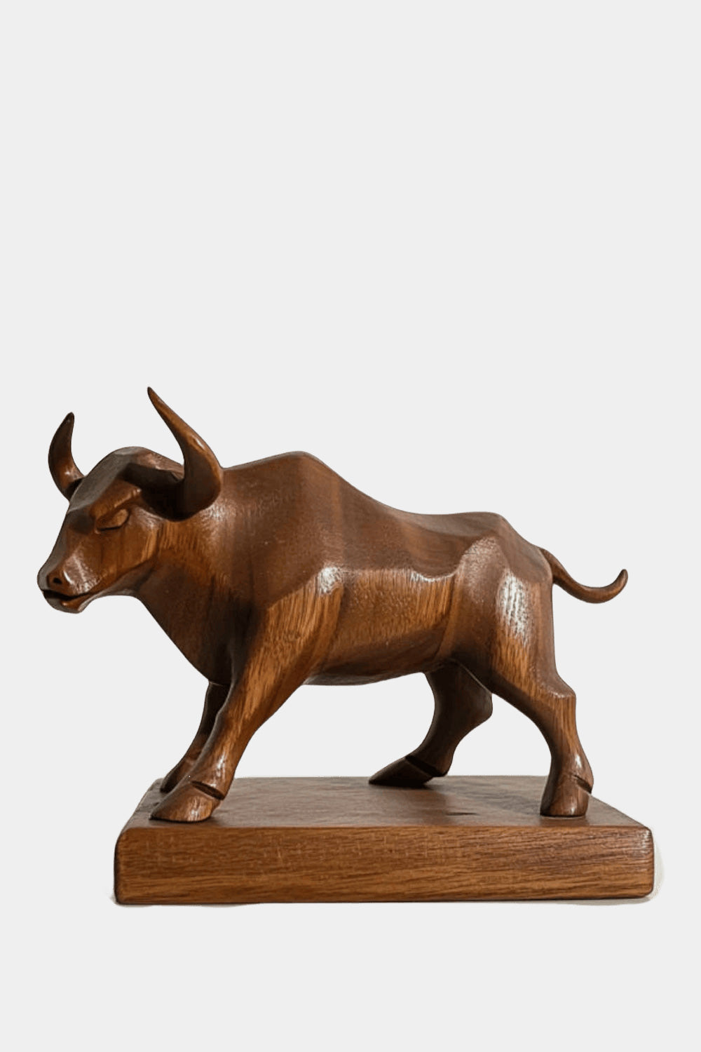 Handcrafted Wooden Bull Sculpture Bull Statue Wood Animal Figurines Art