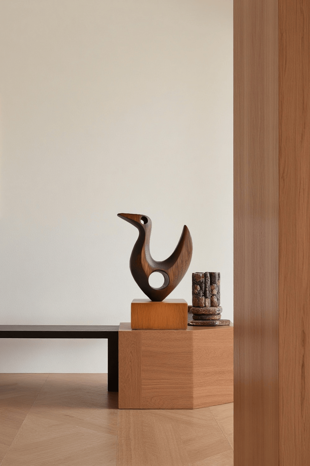 Abstract Wooden Bird Sculpture Handmade Wood Sculpture Modern Art Decor