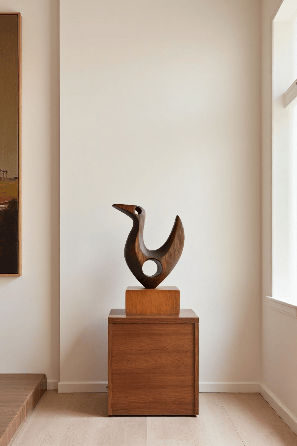 Abstract Wooden Bird Sculpture Handmade Wood Sculpture Modern Art Decor