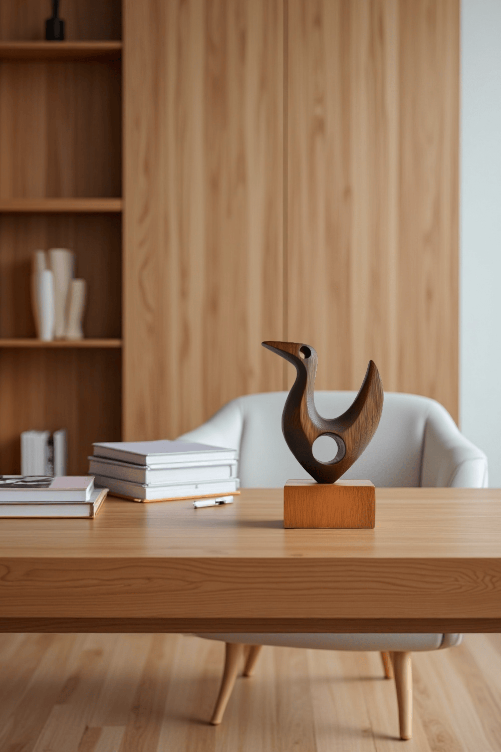 Abstract Wooden Bird Sculpture Handmade Wood Sculpture Modern Art Decor