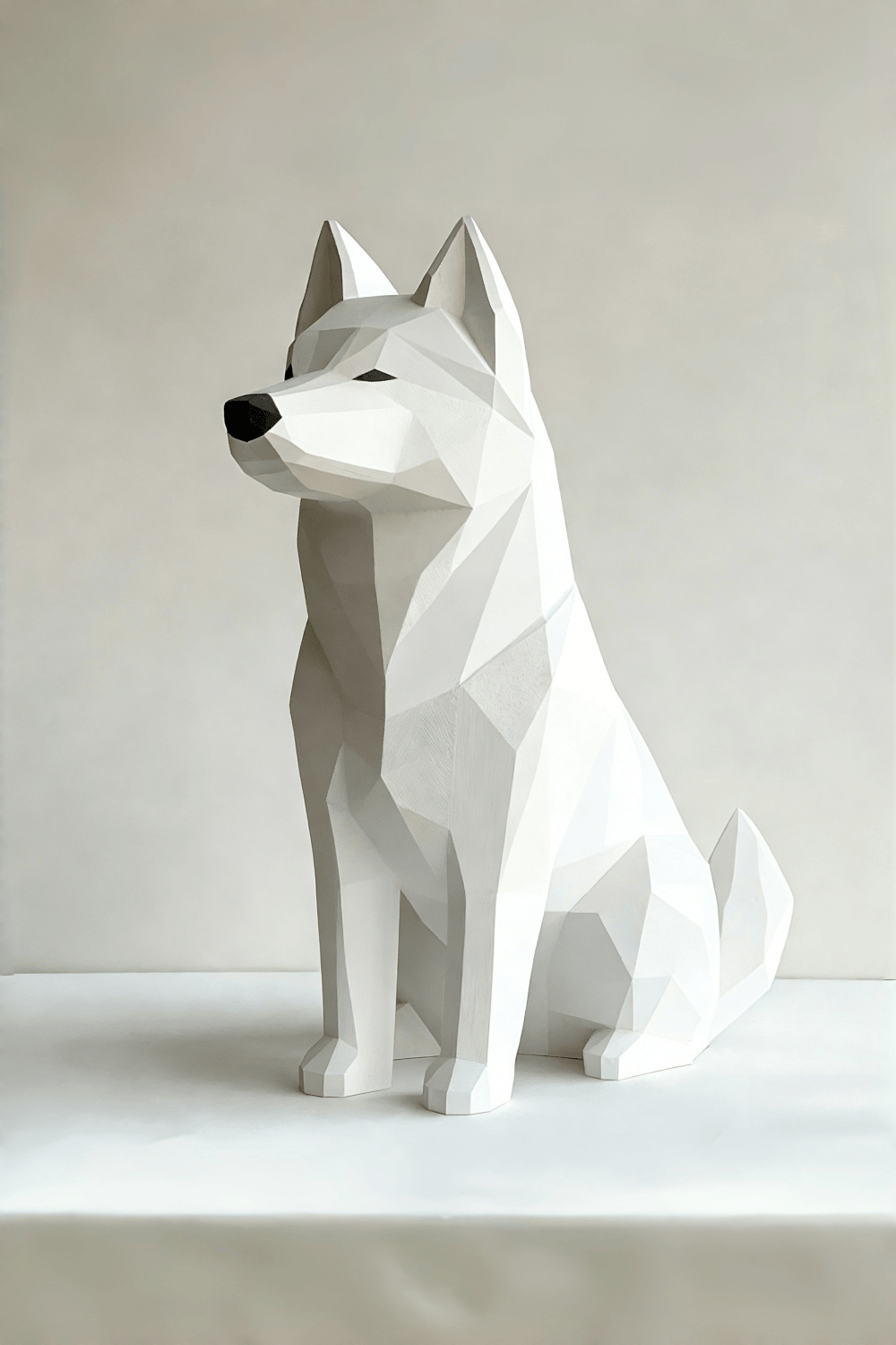 Geometric Polygonal Wood Dog Statue | Minimalist Nordic Decor | Unique Dog Lover Gift