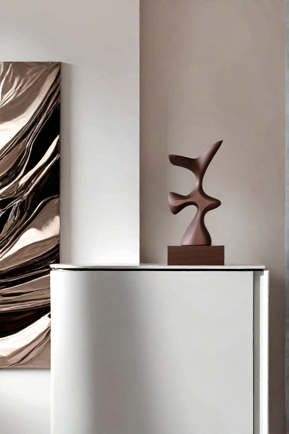 Hand Wood Carving Abstract Wooden Sculpture Geometric Wood Art Deco