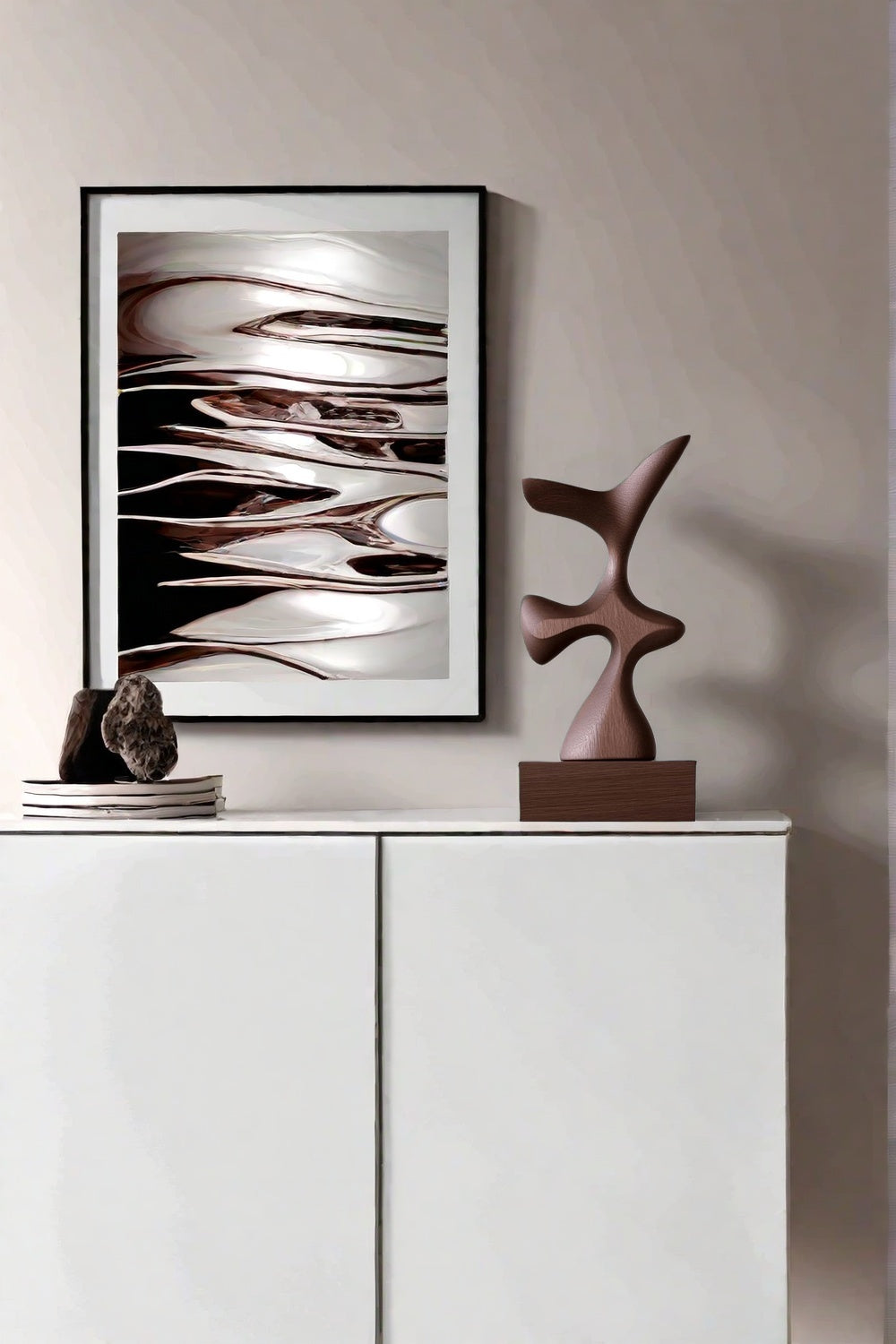Hand Wood Carving Abstract Wooden Sculpture Geometric Wood Art Deco