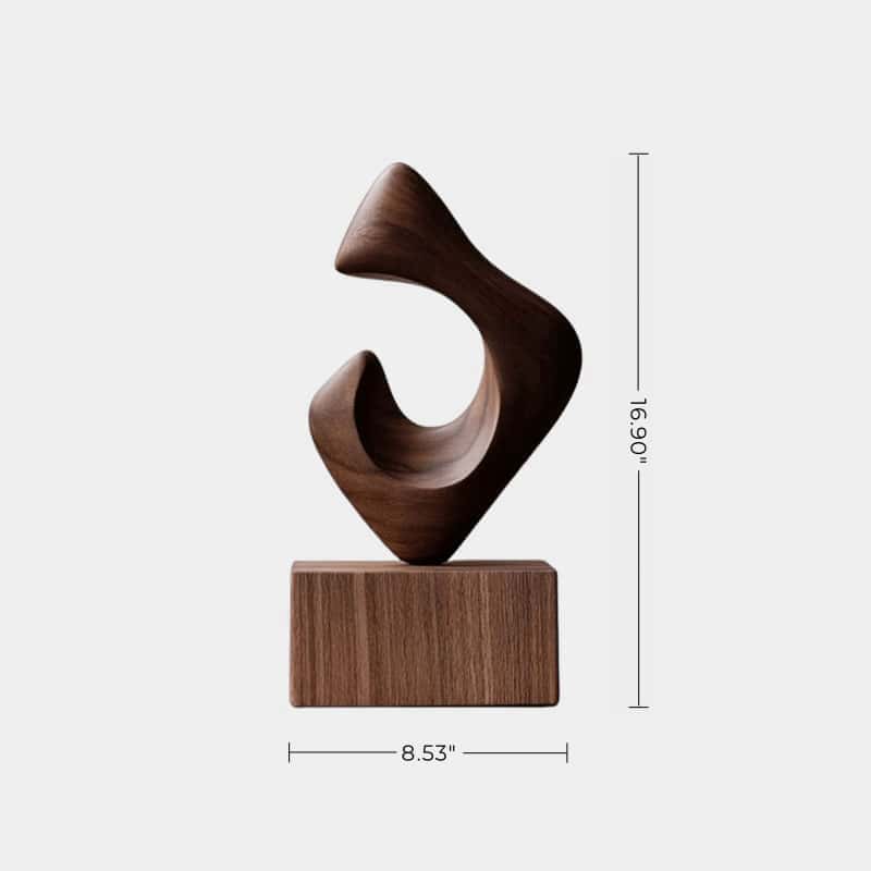 Hand Wood Carving Abstract Wooden Sculpture Geometric Wood Art Deco