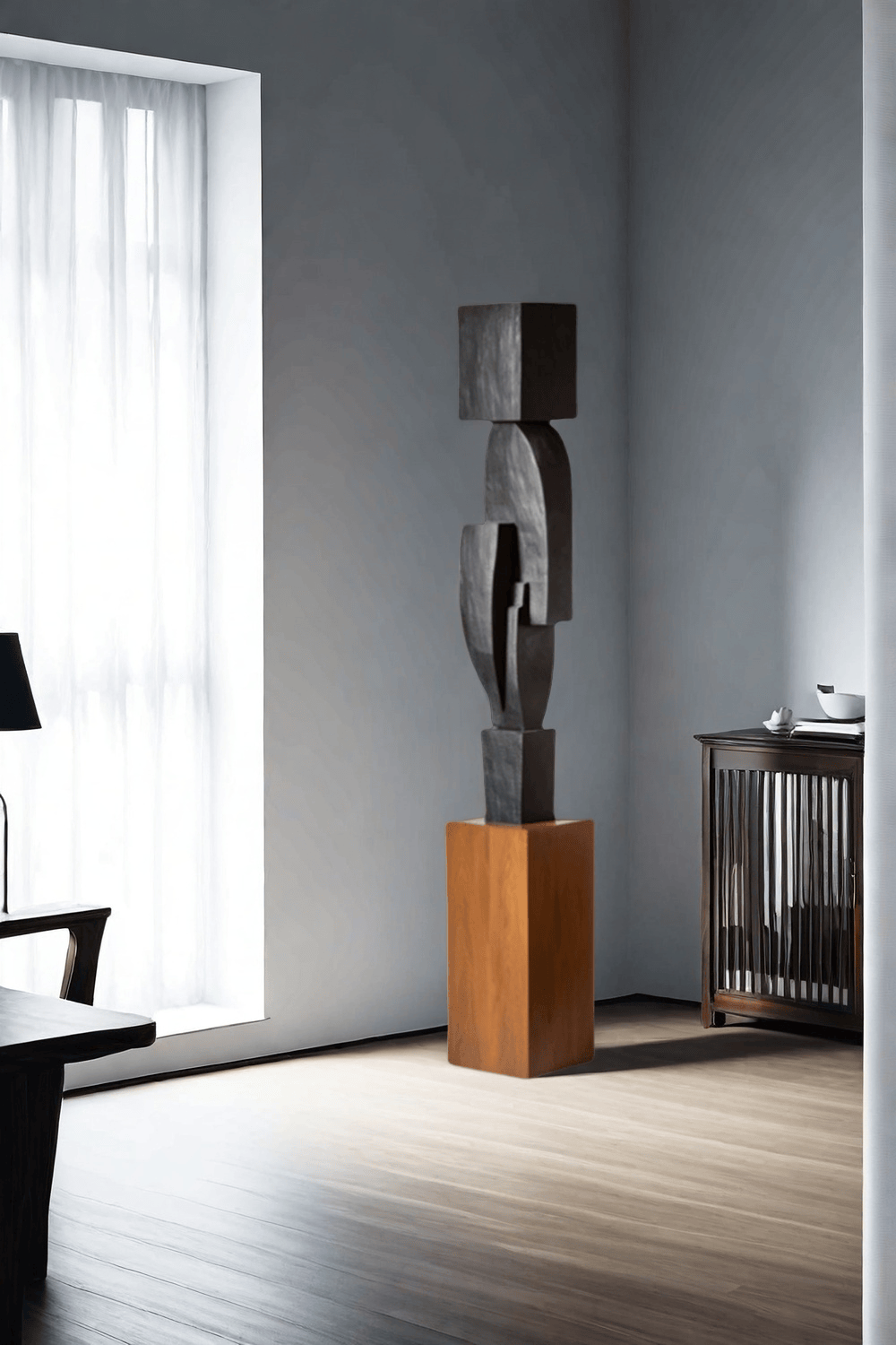 Large Geometric Abstract Wood Sculpture For Sale Large Wooden Statues Wooden Sculpture