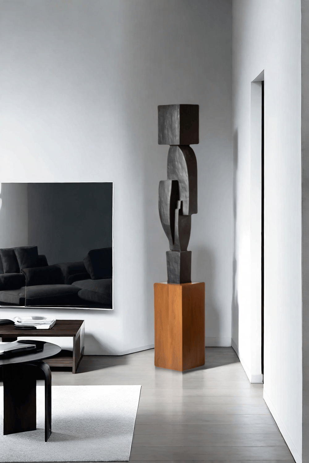Large Geometric Abstract Wood Sculpture For Sale Large Wooden Statues Wooden Sculpture