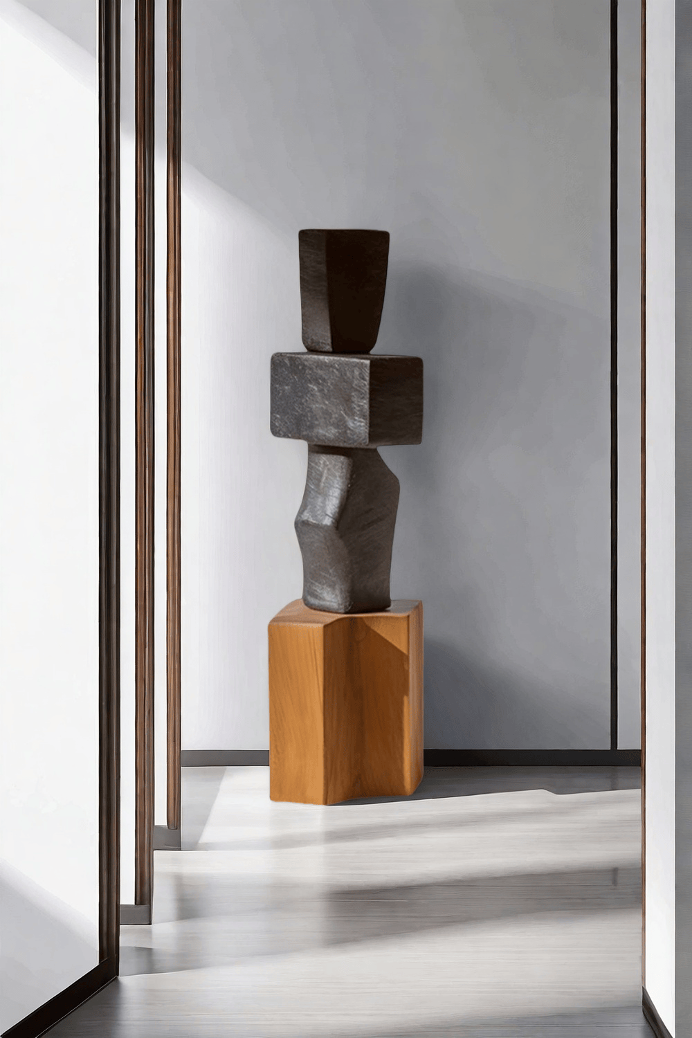 Large Geometric Abstract Wood Sculpture For Sale Large Wooden Statues Wooden Sculpture