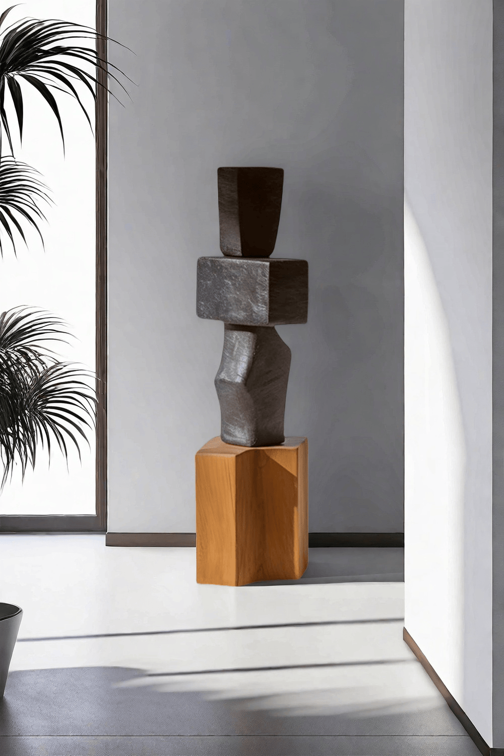 Large Geometric Abstract Wood Sculpture For Sale Large Wooden Statues Wooden Sculpture