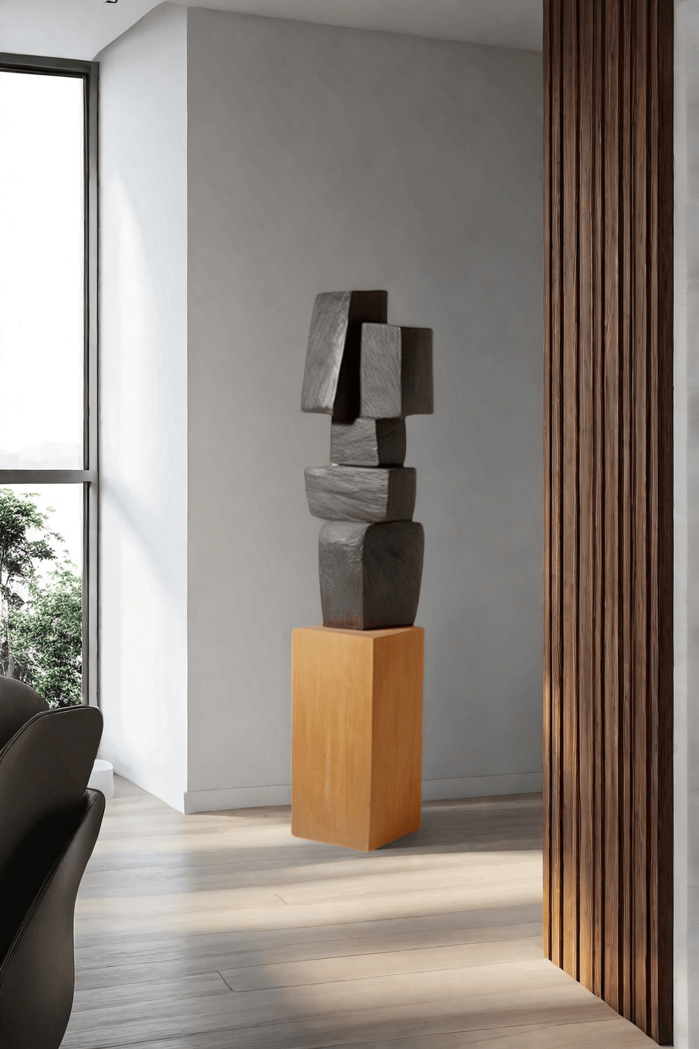 Large Geometric Abstract Wood Sculpture For Sale Large Wooden Statues Wooden Sculpture