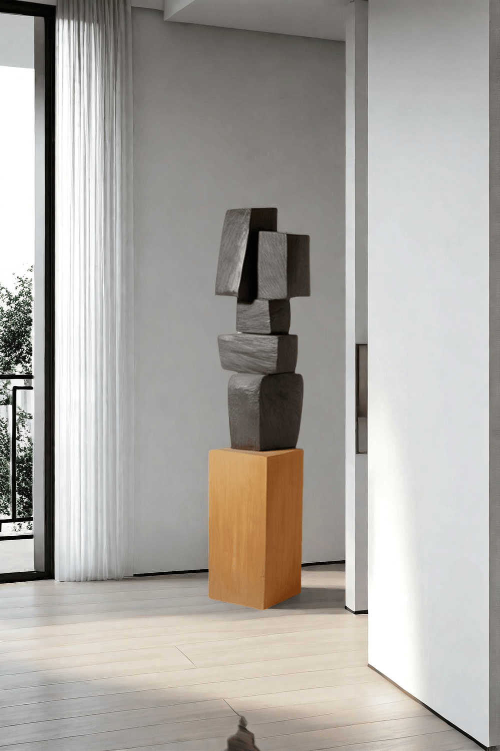 Large Geometric Abstract Wood Sculpture For Sale Large Wooden Statues Wooden Sculpture