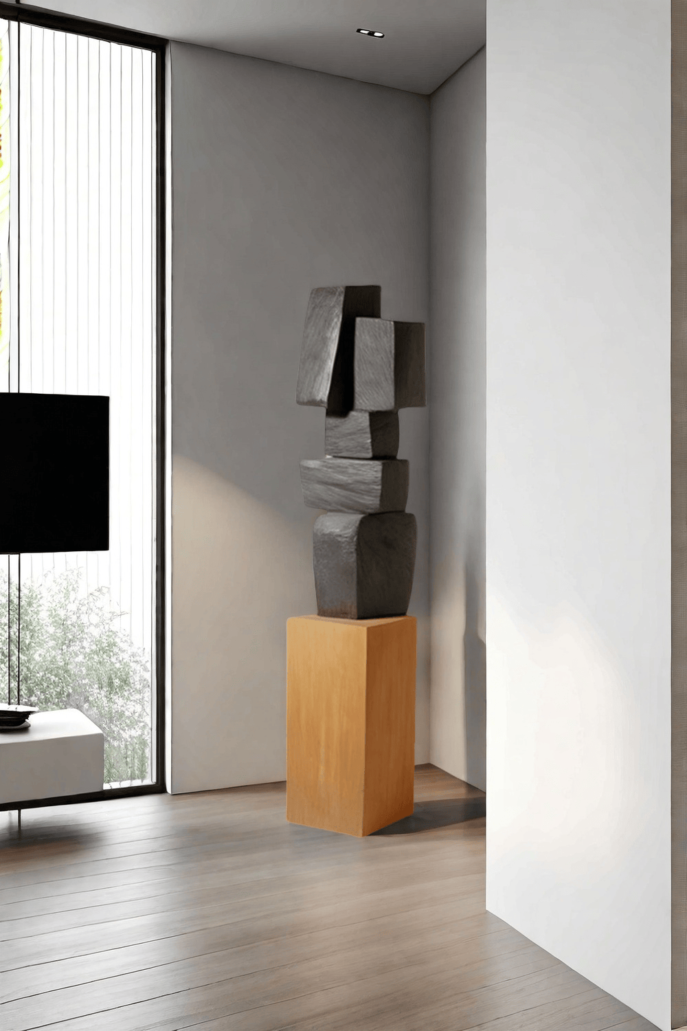 Large Geometric Abstract Wood Sculpture For Sale Large Wooden Statues Wooden Sculpture