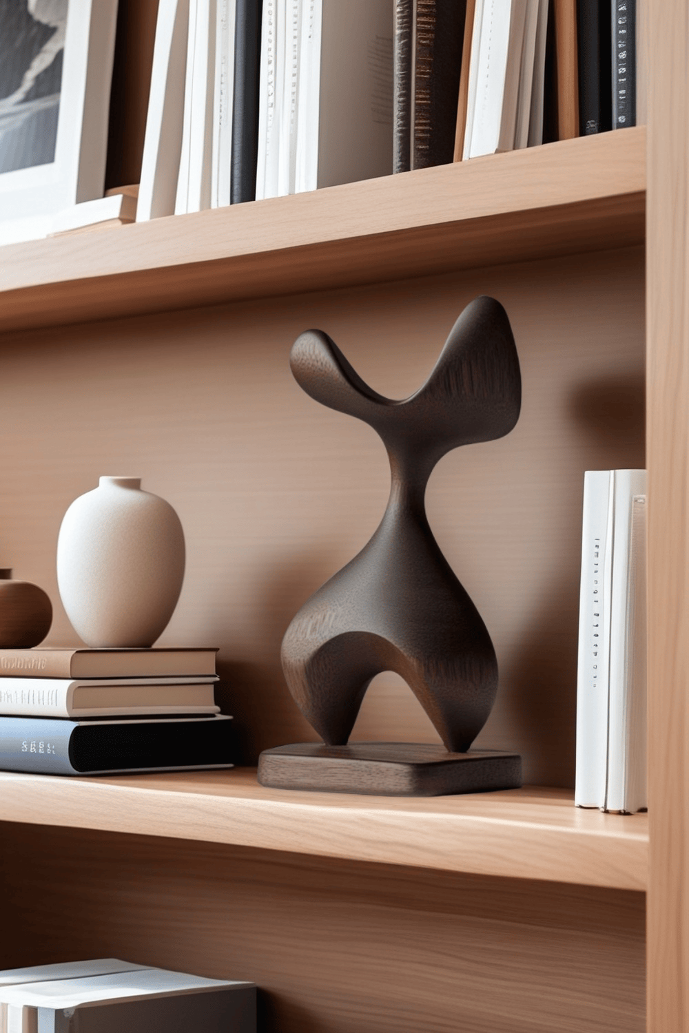 Hand Wood Carving Abstract Wooden Sculpture Geometric Wood Art Deco