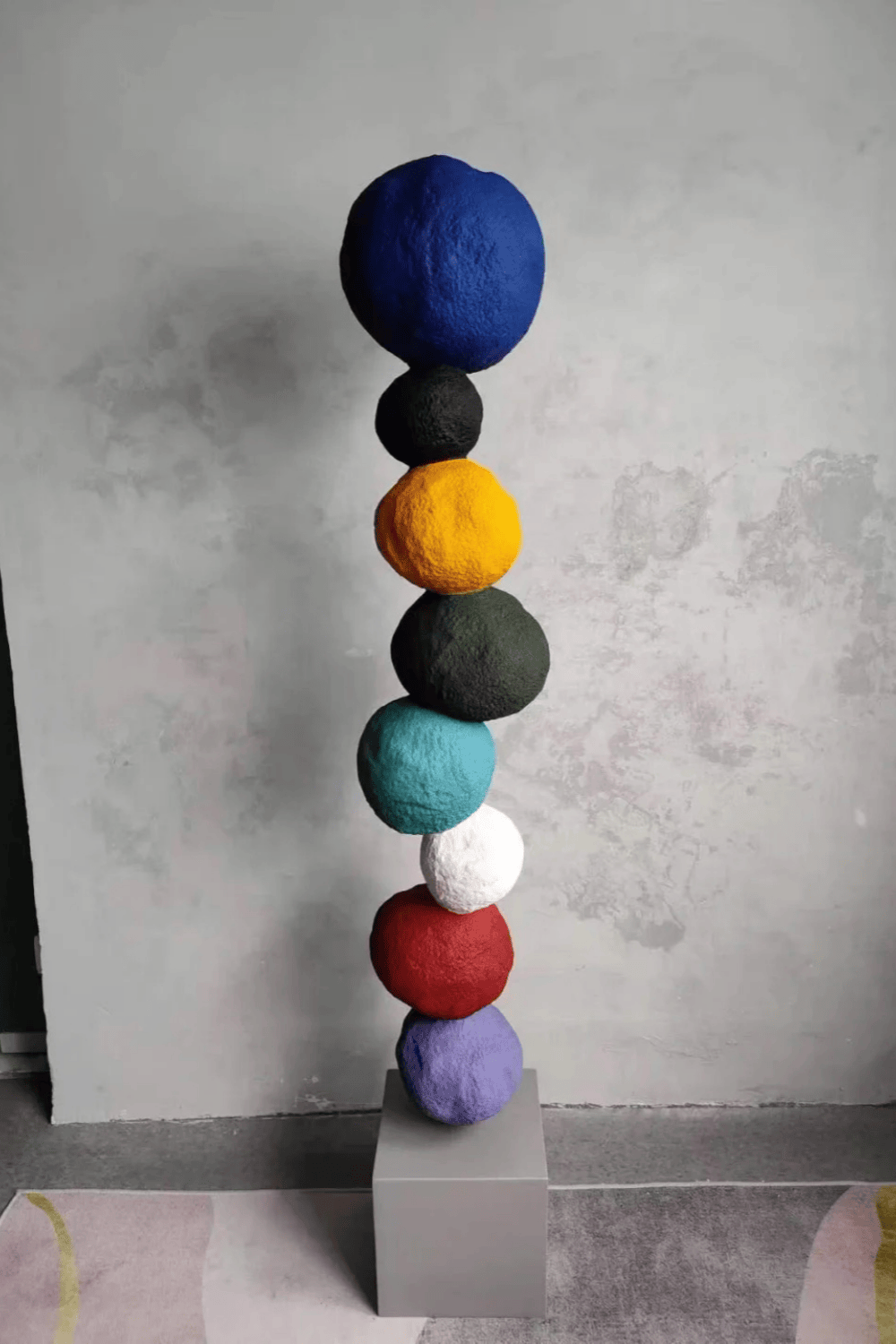 Large Polychrome Wood Sculpture Floor Sculpture Tall Wooden Sculpture Modern Home Decor