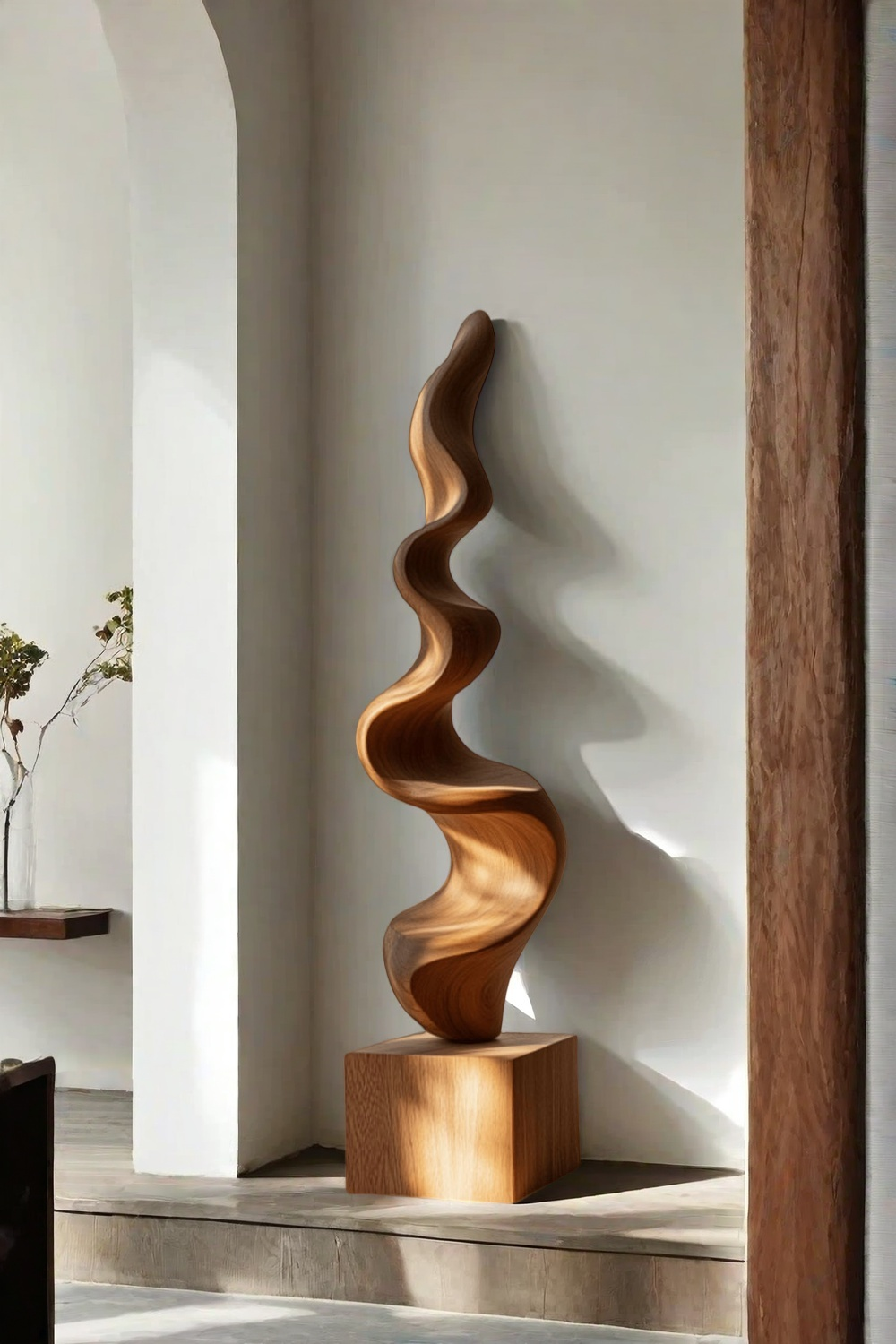 Hand Carved Large Wood Sculptures Floor Abstract Wooden Sculpture Art
