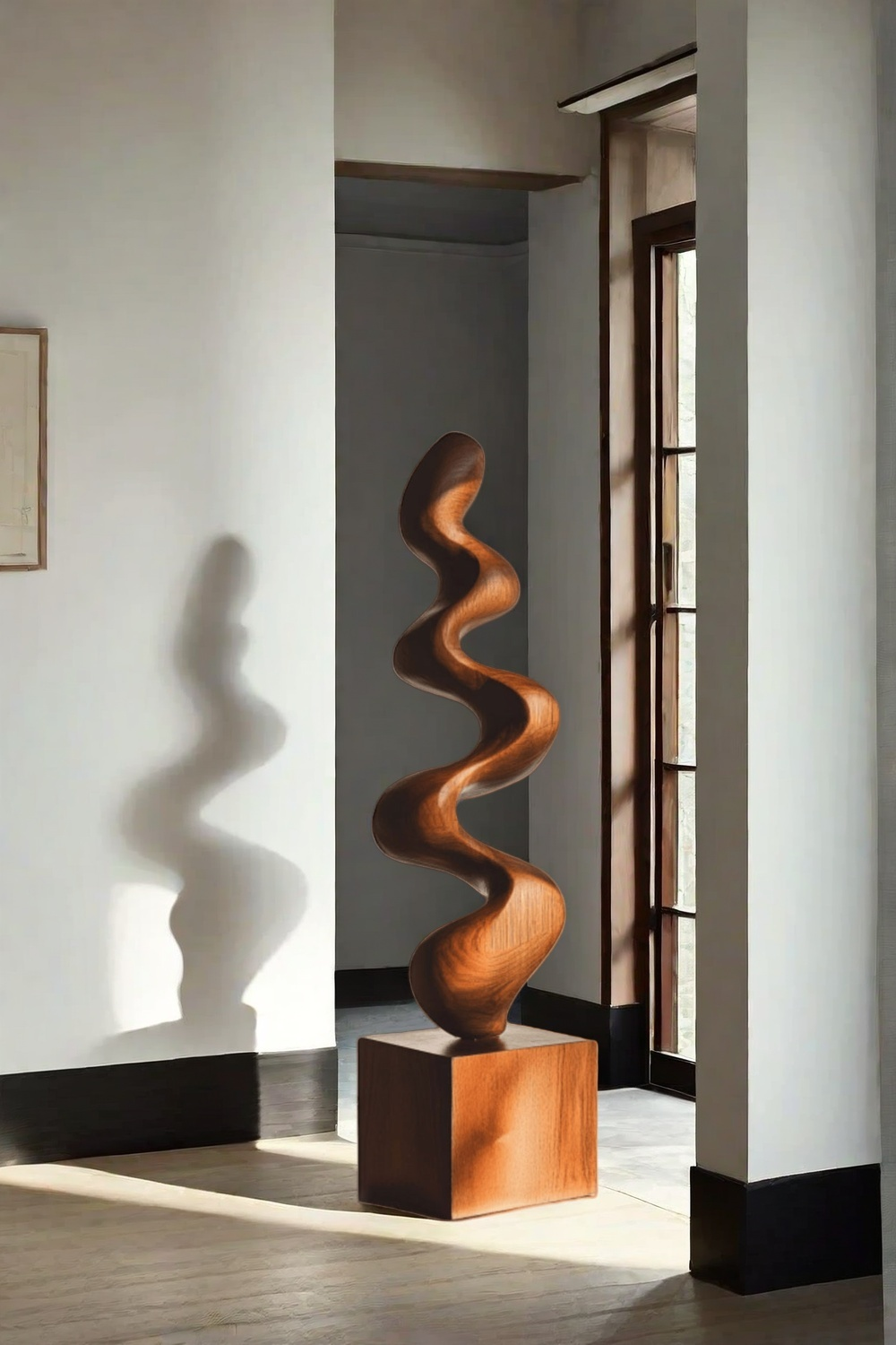 Hand Carved Large Wood Sculptures Floor Abstract Wooden Sculpture Art