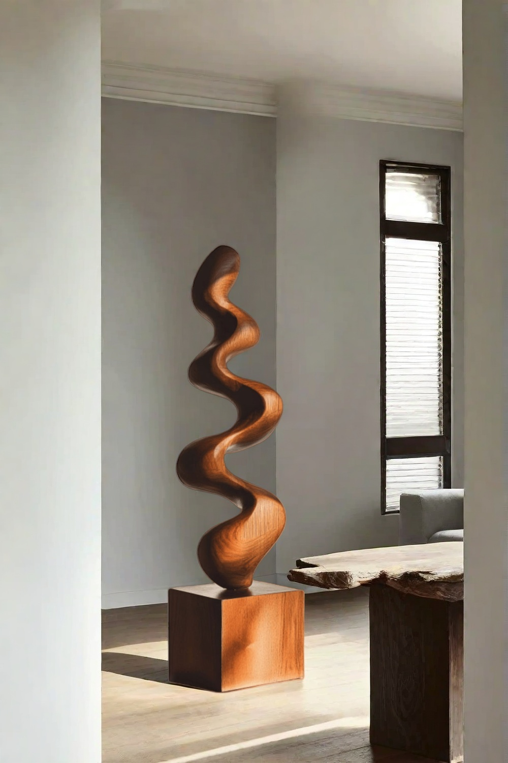 Hand Carved Large Wood Sculptures Floor Abstract Wooden Sculpture Art