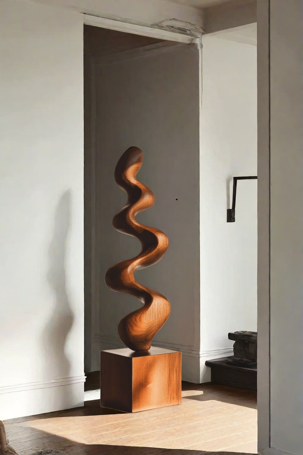 Hand Carved Large Wood Sculptures Floor Abstract Wooden Sculpture Art