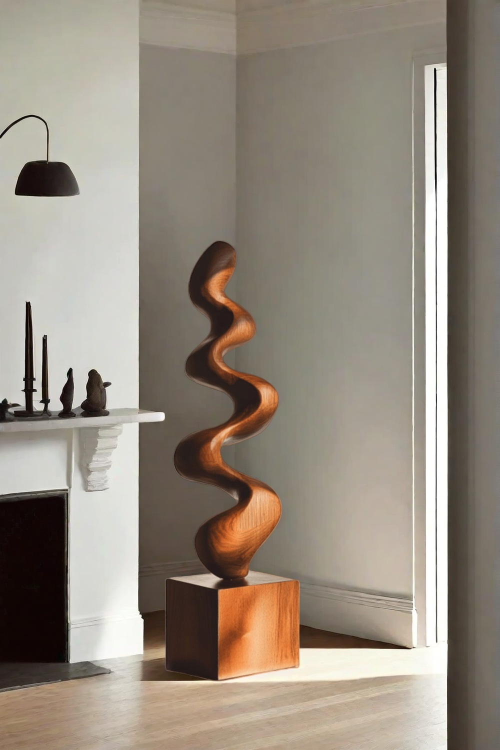 Hand Carved Large Wood Sculptures Floor Abstract Wooden Sculpture Art