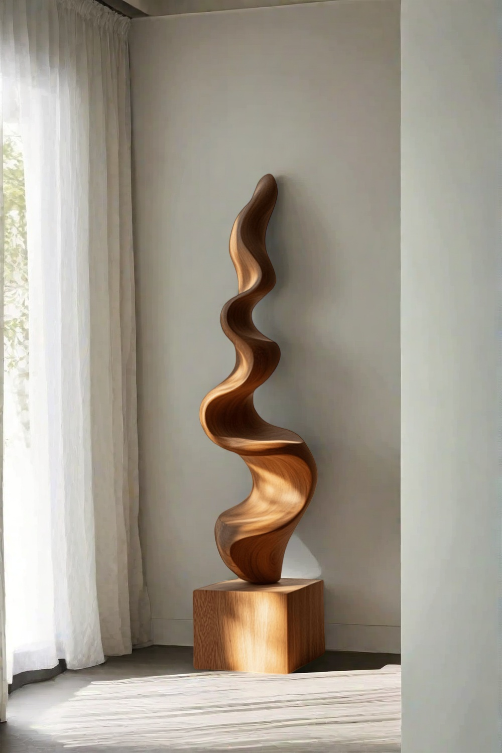 Hand Carved Large Wood Sculptures Floor Abstract Wooden Sculpture Art