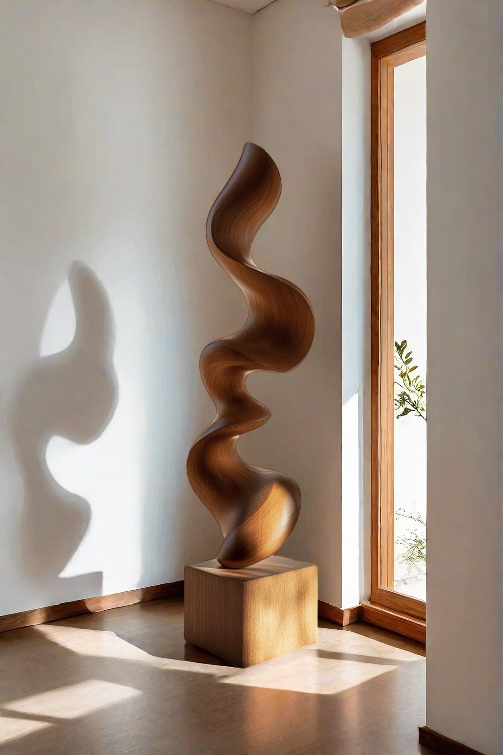 Hand Carved Large Wood Sculptures Floor Abstract Wooden Sculpture Art
