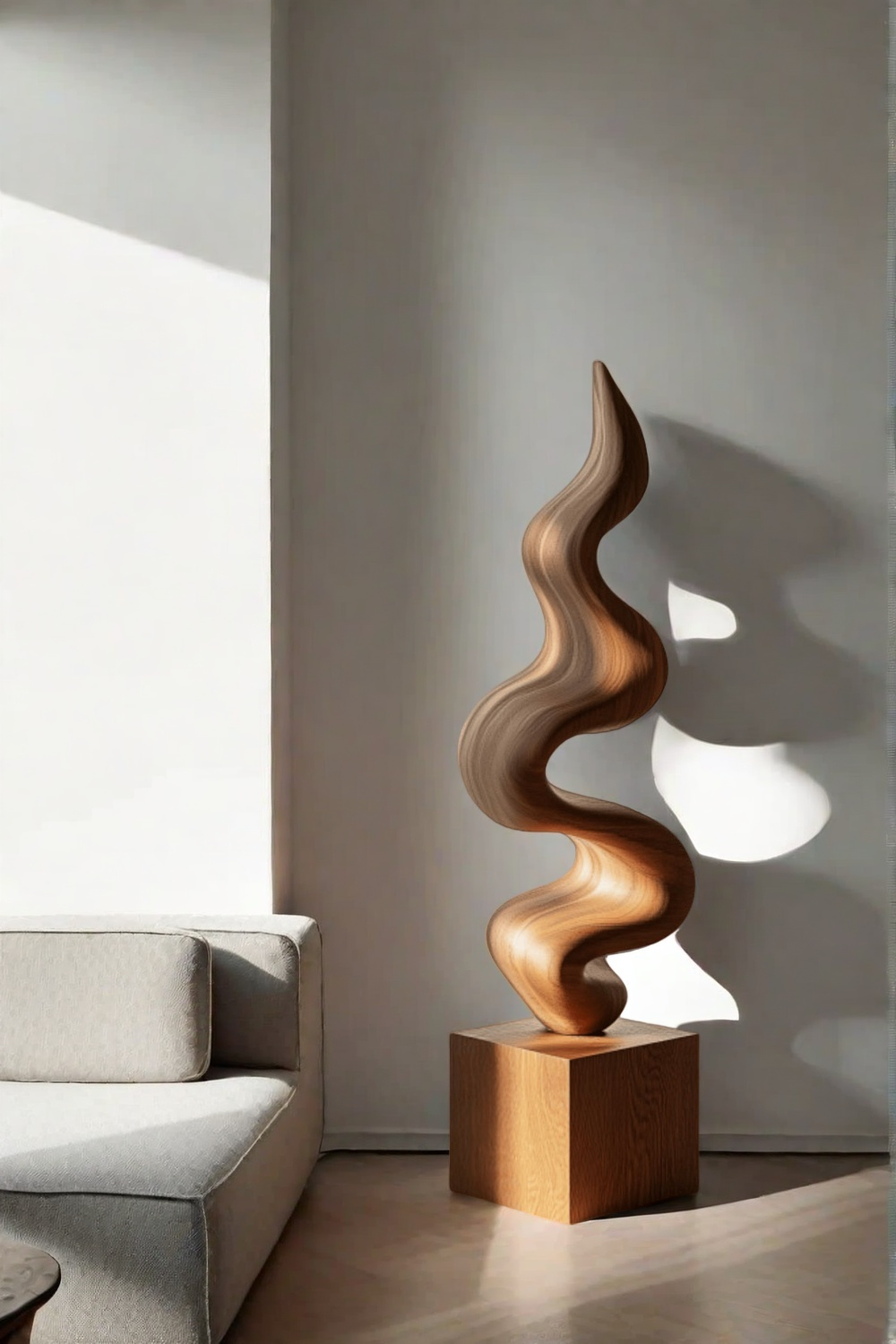 Hand Carved Large Wood Sculptures Floor Abstract Wooden Sculpture Art