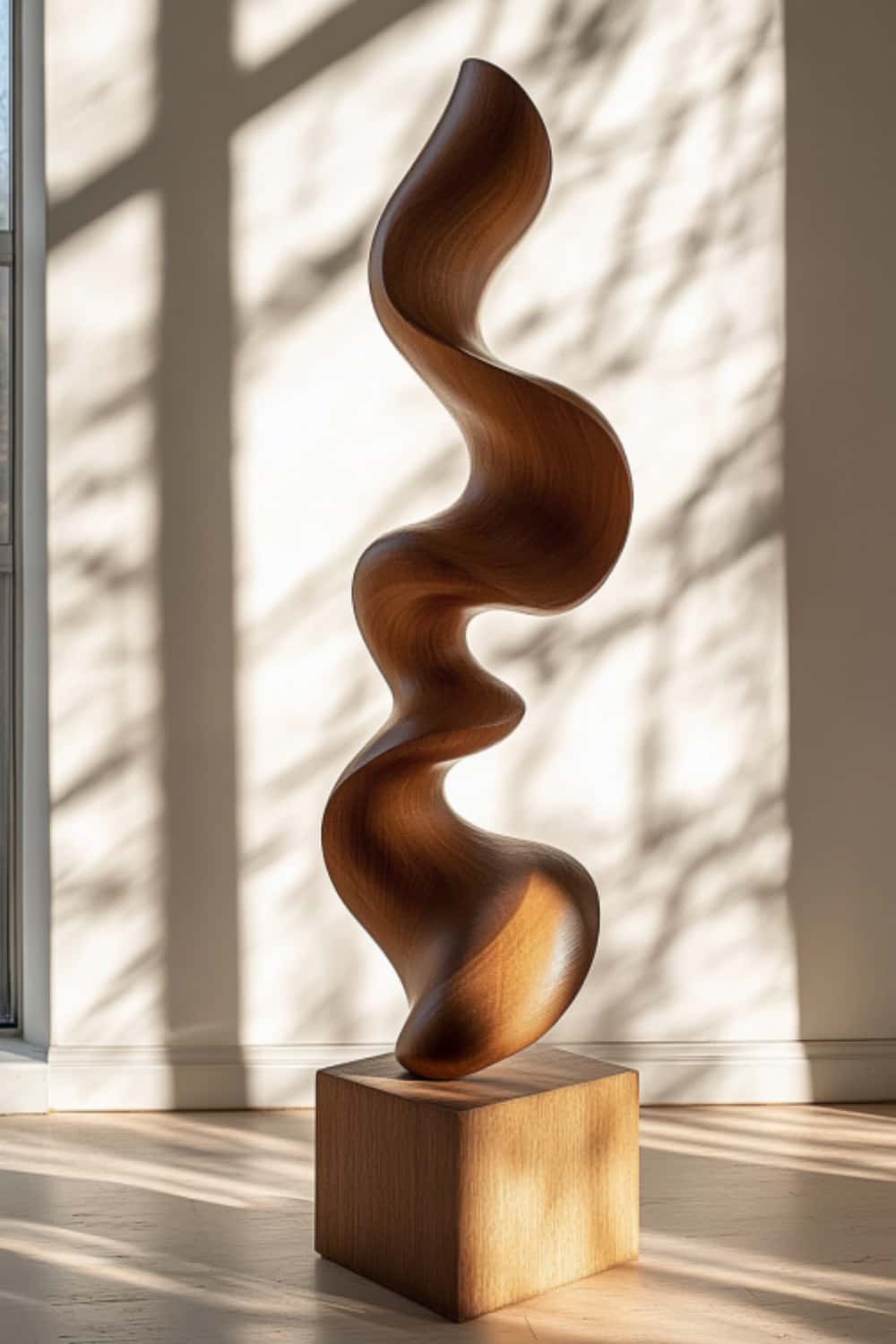 Hand Carved Large Wood Sculptures Floor Abstract Wooden Sculpture Art