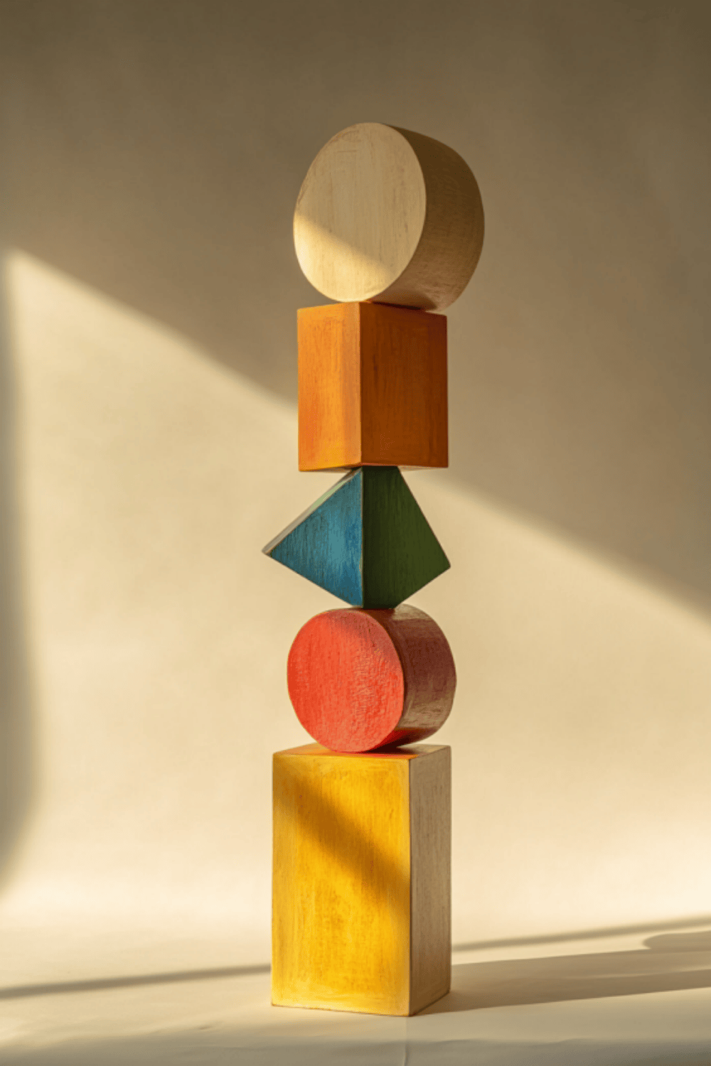 Polychrome Wood Sculpture Hand Carved Large Abstract Wooden Sculpture