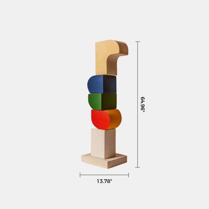 Polychrome Wood Sculpture Hand Carved Lagre Abstract Wooden Sculpture