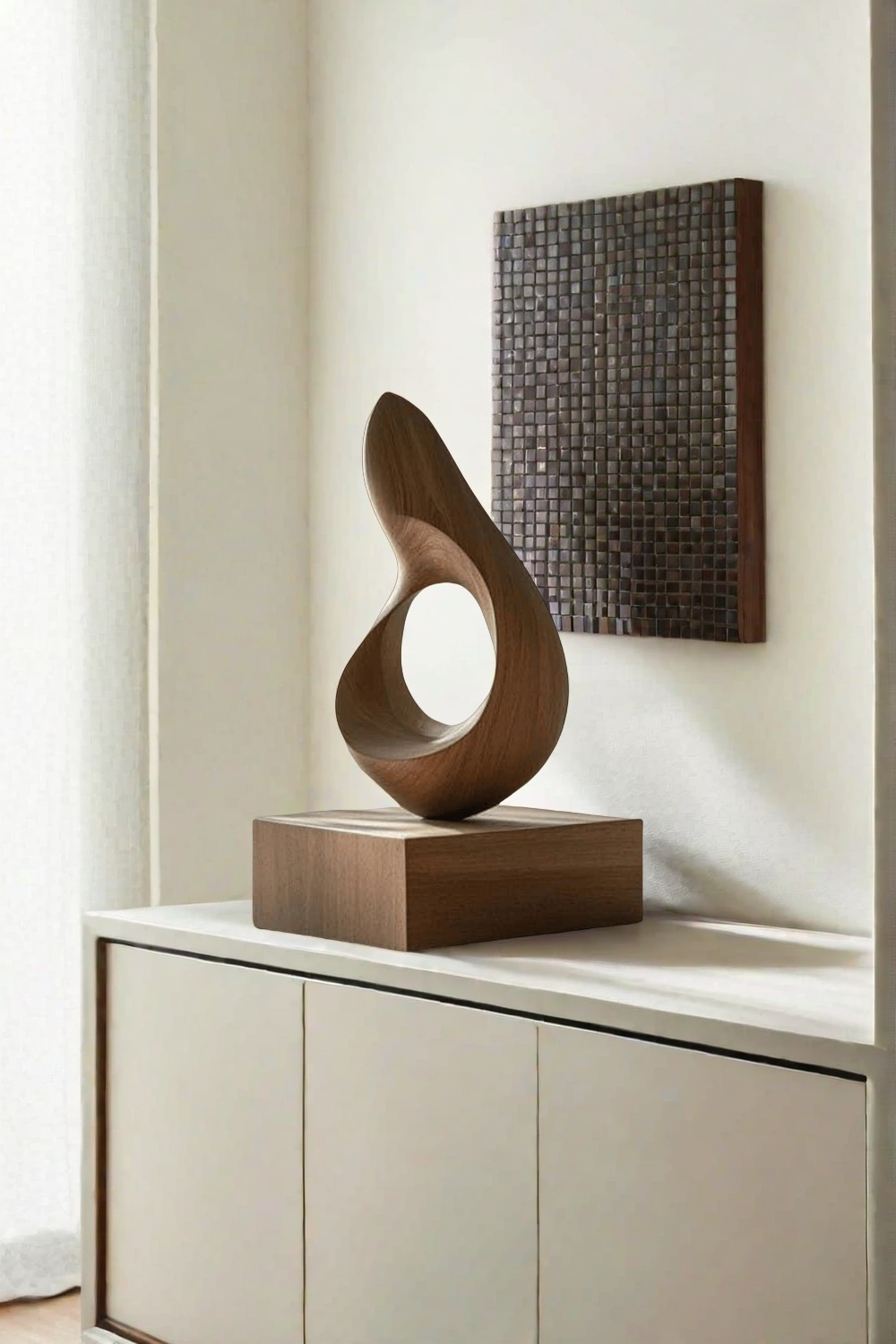 Wood Sculpture Hand Carved Abstract Wooden Sculpture Art Wood Carving