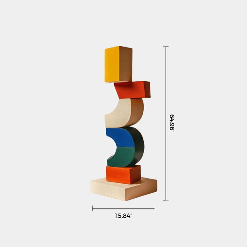 Large Handmade Wood Carving Sculpture Colorful Wooden Floor Sculpture