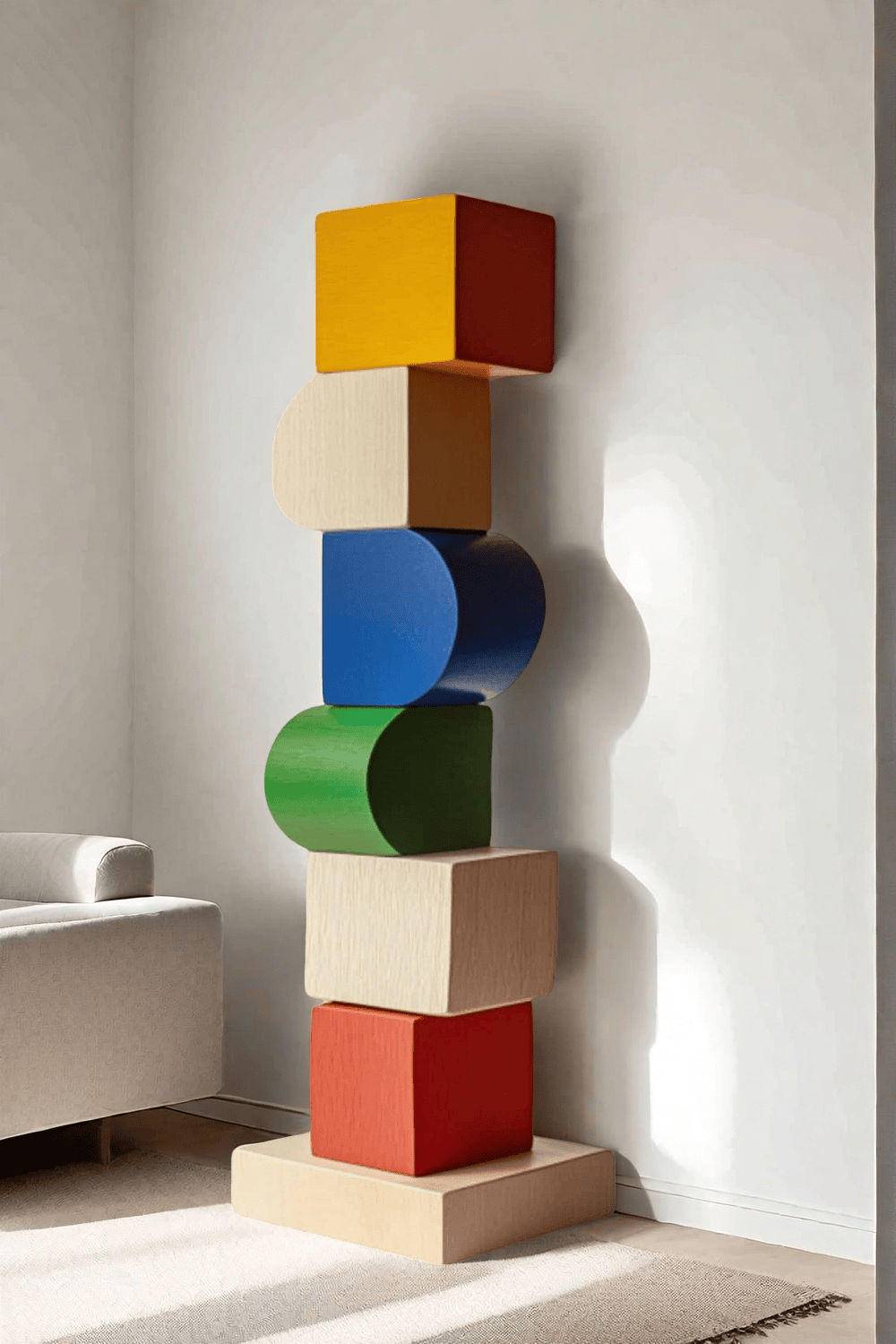 Large Handmade Wood Carving Sculpture Colorful Wooden Floor Sculpture