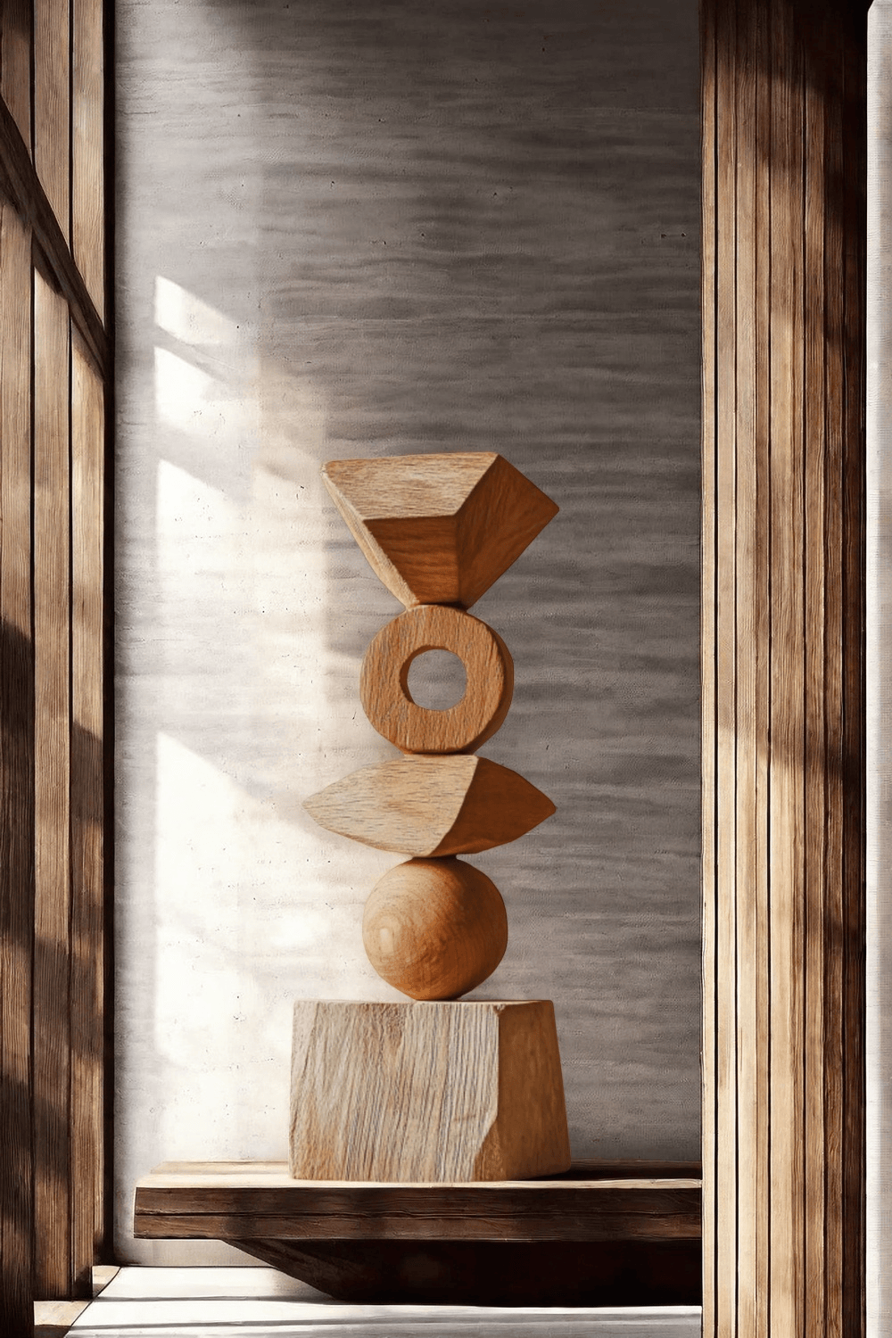 Abstract Modern Wood Sculpture Tall Wooden Sculpture Hand Carved Wood Carving